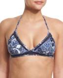 Ipanema Printed Triangle-Cup Swim Top, Midnight