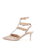 Rockstud Patent Leather Sandal, Powder (Poudre)