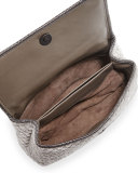 Olimpia Medium Intrecciato Quilted Velvet Shoulder Bag, Gray