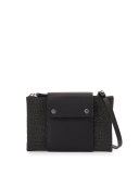 Leather-Tab Small Monili Crossbody Pouch, Black