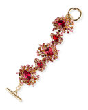 Tiered Crystal Toggle Bracelet, Hot Pink