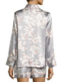 Azalea Printed Shorty Pajama Set, Grey Floral