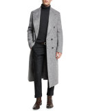 Cashmere Turtleneck Long-Sleeve Sweater, Charcoal Melange