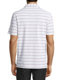 Performance Striped Short-Sleeve Polo Shirt, White