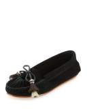 Lois Horsehair Tassel Moccasin, Black 