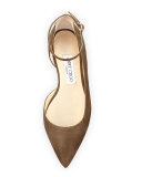Lucy Suede Half-d'Orsay Flat, Moss