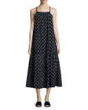 The Holly Dotted Ikat Sleeveless Midi Dress, Blue