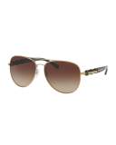 Gradient Chain-Link Aviator Sunglasses, Gold