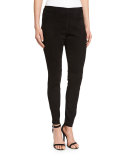 Stretch-Suede Ankle Leggings, Black