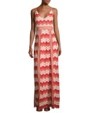 Misty Sleeveless Scalloped Lace Gown, Coral