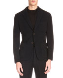 Two-Button Knit Blazer, Black