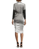 Clara Ruched Silk Shirtdress, Black/White