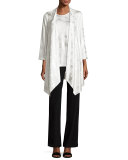 Silver Cloud Knit Long Tank, White/Silver