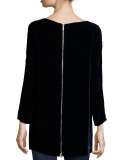 Amara Bracelet-Sleeve Velvet Tunic, Galaxy Blue
