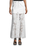 Denim & Lace Maxi Skirt, Ivory
