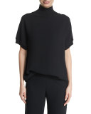 Funnel-Neck Knit Popover Sweater, Black