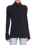 Rubida Long-Sleeve Funnel-Neck Sweater, Navy
