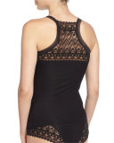 Purity Lace-Trim Tank Top, Black