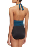 Yves Colorblock Halter One-Piece Swimsuit