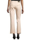 Fringe-Trim Flared Ankle Jeans, Peach