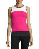 Active Banded Tank Top, Carnation/Cream