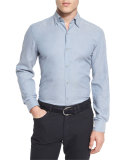 Flannel Long-Sleeve Sport Shirt, Light Blue