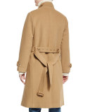 Wool-Blend Double-Breasted Trenchcoat, Camel
