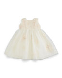 Sleeveless Taffeta & Tulle Dress, Ivory/Pink, Size 6-24 Months
