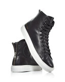 Tournament Leather High-Top Sneaker, Black