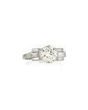 Estate Art Deco Round & Baguette Diamond Engagement Ring, Size 6.5