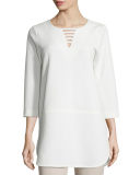 3/4-Sleeve Lattice-Trim Tunic