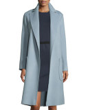 Long Wool-Blend Felt Wrap Coat, Cirrus