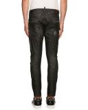 Tidy Biker Distressed Jeans, Black