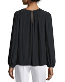 Marina Twist-Neck Top, Black