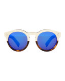Leonard II Two-Tone Sunglasses, Cream/Havana/Violet