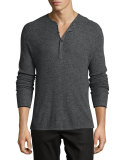 Merino Wool Waffle Henley, Charcoal