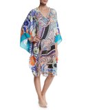 Mixed-Print Coverup Tunic, Multicolor