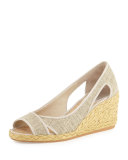 Coraa Linen Espadrille Wedge Sandal, Natural