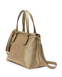 Soho Metallic Leather Top Handle Bag, Champagne