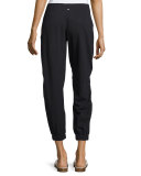 Rhonda Gathered-Ankle Jogger Pants, Black 