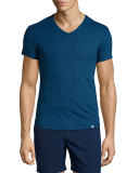 V-Neck Short-Sleeve Jersey T-Shirt, Denim Pigment