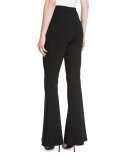 Ribbed Super Flare-Leg Pants, Black