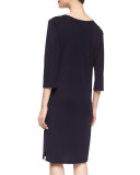 Three-Quarter-Sleeve Shift Dress