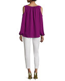 Cathy Cold-Shoulder Silk Blouse