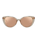 Mirrored Transparent Cat-Eye Sunglasses, Rose Gold