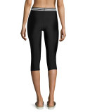 Elastic Band Capri Performance Leggings, Black