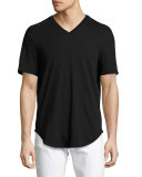 Glass Triangle-Trim V-Neck T-Shirt, Black