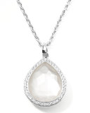 Stella Teardrop Pendant Necklace in Mother-of-Pearl with Diamonds 