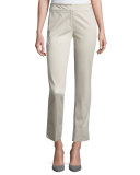 Stretch-Cotton Ankle Pants, Beige