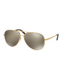 Mirrored Aviator Sunglasses, Golden